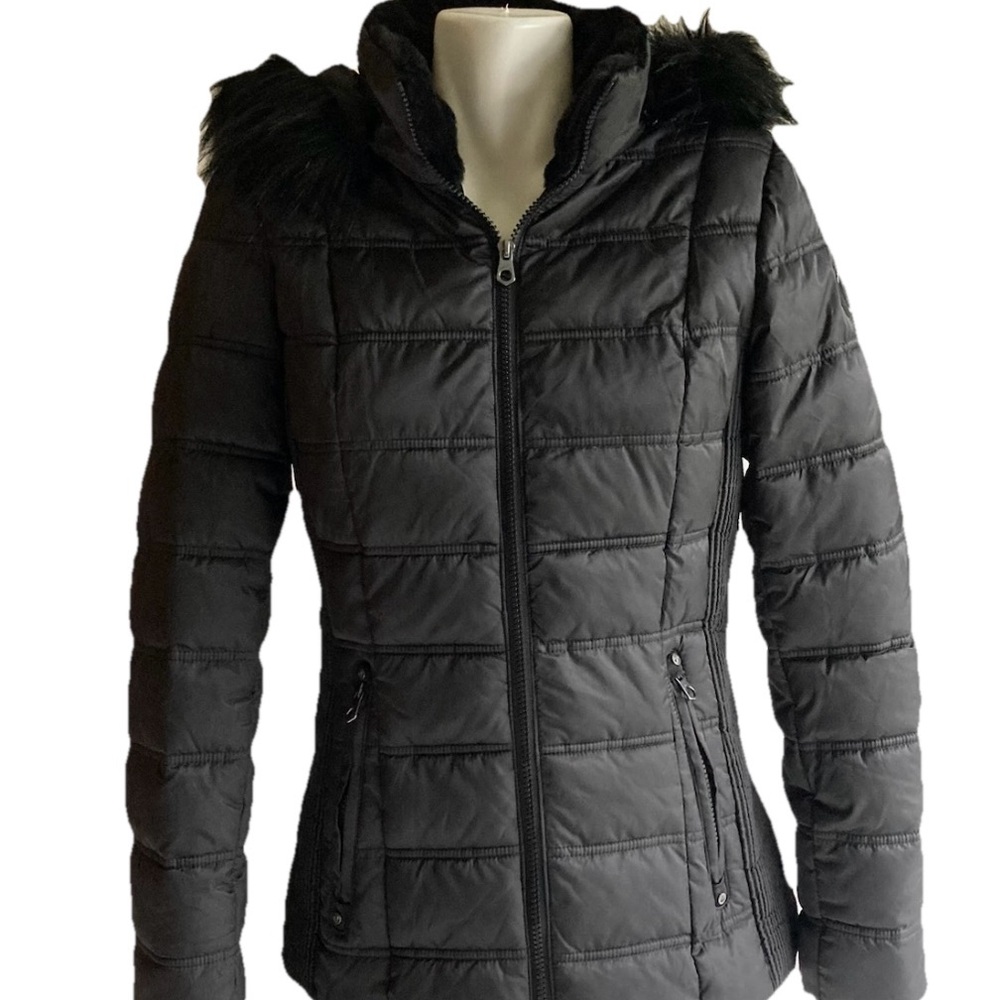 New Nautica Black Polyester Hooded Puffer Jacket size XS